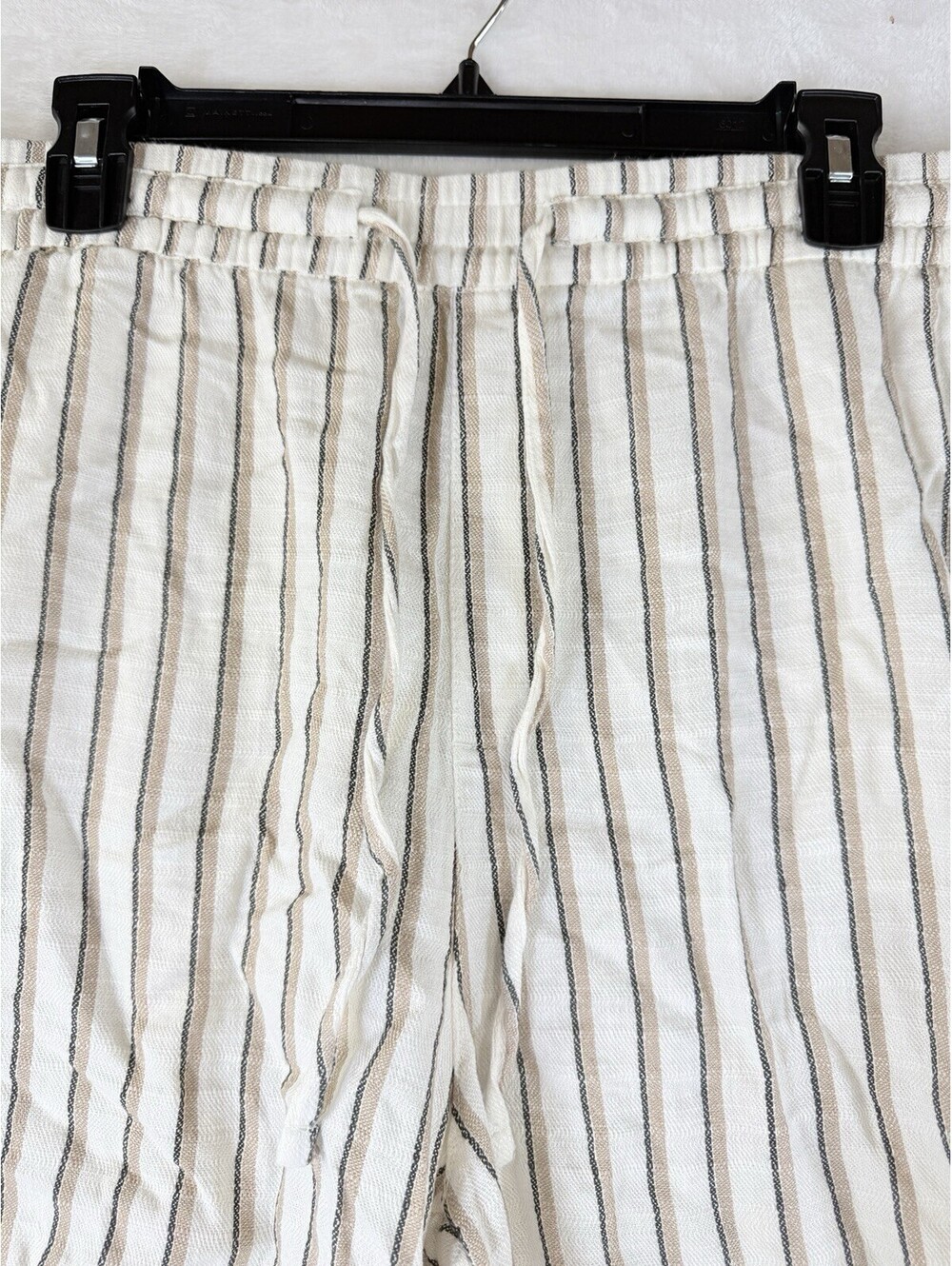 Old Navy Linen Blend Shorts XL Tan White Striped Womens Pull On 4.5” Pockets
